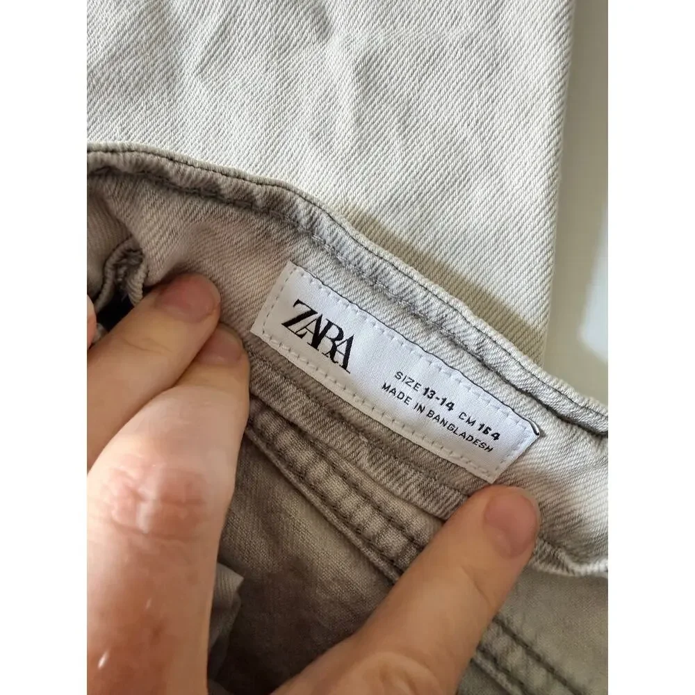 Zara Low Rise Wide Leg Faded Gray Jeans - Girls 13/14